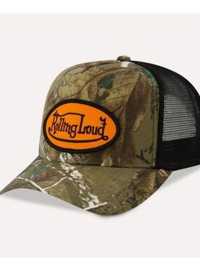 RARE Rolling Loud Camouflage Trucker Hat with Orange Patch NWT